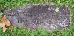 Abia Vaughan Wiren stone at New Sweden Cemetery